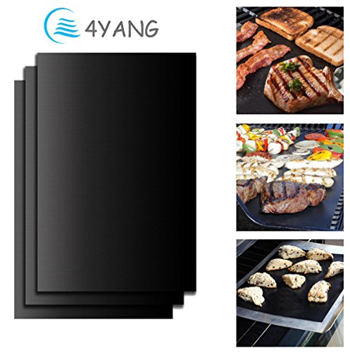 4YANG 3er BBQ Grill Backen Mats teflon Backen Matte antihaft Barbecue matten Höchste Qualität outdoor grill Matte Made in FDA-zertifizierten Einrichtung - 3