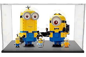 ACRLIE Vitrine pour Collection Vitrine Acrylique Transparent Boite Plexiglas de Rangement pour Object de Figurine Lego, Comptoir Vitrine Salon Exposition Anti-poussière avec Base et Bande Lumineuse