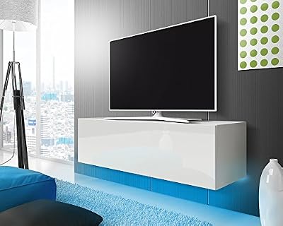 Selsey Tv meuble Lana (blanc mat/blanc brillant)/avec LED bleu