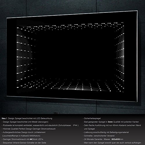 Lux~aqua Design Spiegel beschichtet LED Beleuchtung mit 320 Lumen 6400K 1243W - 2