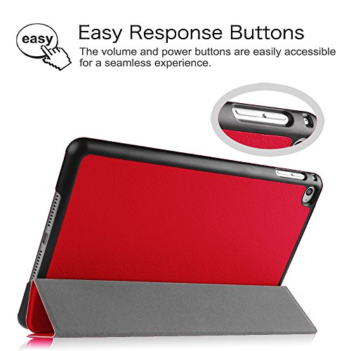 iPad Mini 4 Hülle – Fintie Ultradünn Superleicht Smart Cover Schutzhülle Tasche Case mit Ständer und Auto Sleep / Wake Funktion für Apple iPad mini 4, Rot - 9