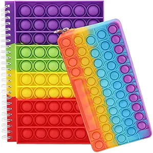 Combo of Pop It Fidget Notebook and Pencil Case for Girls Students School Stationery Stress Relief Toy with 160 Ruled Pages Notebook/Diary and Pencil Case Storage Bag Best Gift