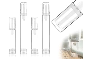 AOYEGIC 4 stycken Airless Pumpdispenser, tom liten reseflaska, bärbar krämdispenser, pumpflaska, kosmetikbehållare att fylla på, används för rese lotioner schampo duschgel (10 ml och 15 ml)
