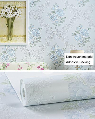 Non-Woven Peel and Stick Wallpaper Self Adhesive Decorative Damask Floral Contact Paper for Room Wall Arts Crafts Projects Decal 20.83 Inch By 16 Feet