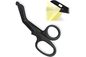 USTNIR Cesoie di Emergenza, Forbici per Soccorso Infermieristico di Pronto Soccorso per Trauma mediche EMT in Acciaio Inossidabile Paramedici Forbici piegate (Nero)