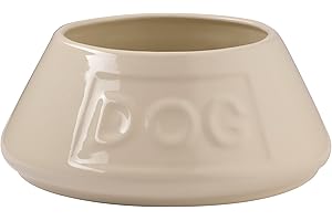 Mason Cash Cream Non Tip Dog Bowl 21 cm Ceramic Dog Feeding Bowl for Food & Water, Non Slip & Anti Spill Pet Bowl, Dishwasher & Freezer Safe