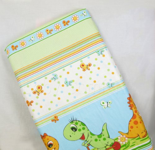 COTTON FITTED SHEET 70x140cm (in favorite fabric pattern/ design) - Dino Green