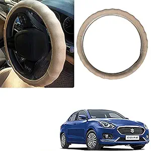 Auto Pearl - Adinox Ring Type Car Steering Wheel Cover Universal Genuine PU Non-Slip Natural Rubber Well Padded Grip Breathable Leatherite for - Swift Dzire 2017 (Gold Full Beige)