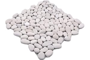 CONWIRE Mosaik Fliese Flußkiesel Steinkiesel Kiesel weiß cream Stich gewölbt WAND BAD DUSCHE KÜCHE FLIESENSPIEGEL THEKENVERKLEIDUNG BADEWANNENVERKLEIDUNG Mosaikmatte Mosaikplatte | 10 Mosaikmatten