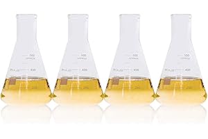 ULAB Scientific UEF1026 Erlenmeyerkolben aus Glas, schmal, 500 ml, 3,3 Borosilikat mit gedruckter Graduierung, 4 Stück