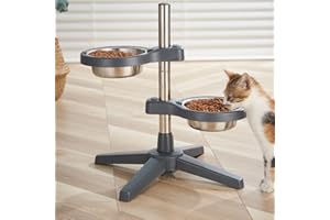 Yuhtech Ciotola Regolabile in Altezza per Cani di Grossa Taglia, 2 Ciotole Antiscivolo con Telaio, Stazione di Alimentazione Elevata