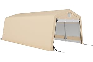 Outsunny Tente Garage carport dim. 6,2L x 3,3l x 2,4H m Acier galvanisé Robuste PE Haute densité 150 g/m² imperméable Anti-UV, 1 Porte Kaki et 2 aérations
