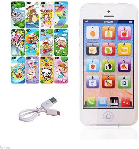 KIDS TOY IPHONE BABY CHILDREN'S FOR LEARNING EDUCATIONAL YPHONE LIGHTUP 4S 5 5S WITH Rechargeable Micro USB PORT (WHITE)
