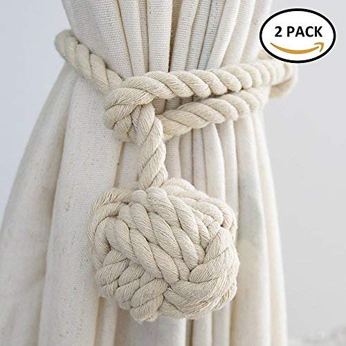 WINSHEA 2 piezas clips cortina atados de cortina cuerda de cortina abrazaderas de presillas de hebillas (Beige)