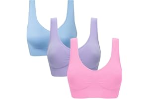 Genie Bra Super Comfort Bra, Womens Sports Bras Removable Pads Plus Size Sleep Bras for Girls in Yoga Bralette Leisure Stretch Crop Tops Vest