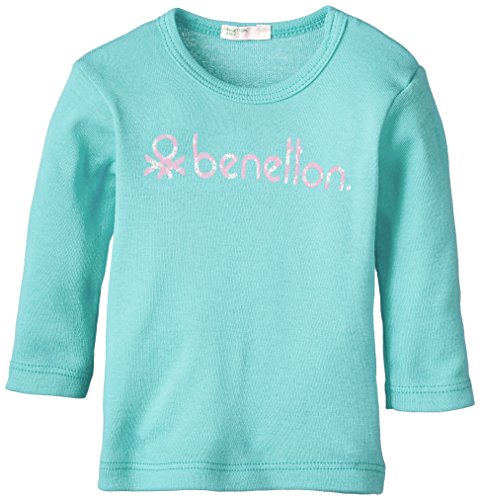United Colors of Benetton Baby-Girls Logo Long Sleeve T-Shirt, turquiose (Aqua), 6 to 9 months (Manufacturer Size: 68 cms)
