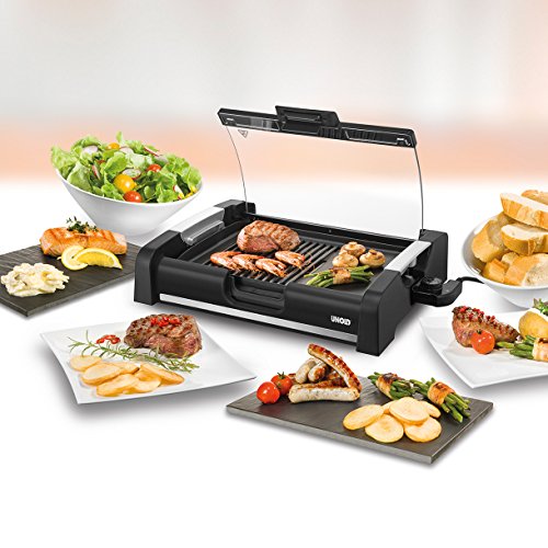 UNOLD Barbecue Edel, Grill, Glasdeckel, Tischgrill, komb. Grillfläche, Antihaftbeschichtung, schwarz, 58535 - 3