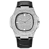 TianWlio Uhren Analoge Datums Lederband Männer des Quarzes Volles Kristall Armbanduhr Stabiles Geschenk