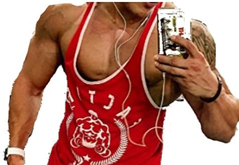 Factory Gym Men's Logotype Animal Print Sleeveless Shirt Red Small