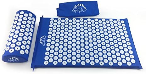 Acupressure Mat And Pillow Set - Improves Blood Circulation, Alleviates Back, Head, Neck Shoulder and Feet Pain - Promotes Restful Sleep And General Sense Of Well-Being - Blue - 60 Days Warranty