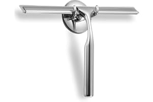 ETTORI Shower Squeegee,Window Squeegee,Stainless Steel Shower Screen Wiper with Strong Suction Hook for Bathroom,Kitchen,Mirror,Car,Window and Glass Cleaning,10"Chrome