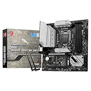 MSI MAG B560M Mortar WiFi Micro-ATX Gaming Motherboard (10th/11th Gen Intel Core, LGA 1200 Socket, DDR4, 5066+ MHz, 2 x M.2 Slots, USB 3.2 Gen 2, Type-C, 2.5G LAN, Wi-Fi 6E, DP/HDMI)