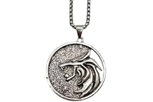 B.A.U.Q.O.O. Collana Lupo Witcher Geralt Di Rivia Lupo Bianco Medaglione Vichingo Ciri Triss Yennefer Talismano Accessori Auto Wolf Magia Cosplay Idea Regalo