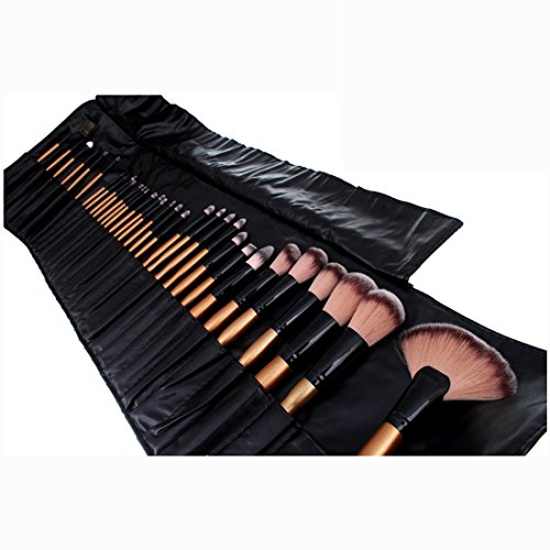 VALUE MAKERS 32-Piece Professional Synthetic Hair Makeup Brushes- Premium Wooden handle Make Up Brush Set- Kabuki Foundation Blusher Powder Foundation Eye shadow Eyeliner Lip Brush-Make Up Brush Kits with Travel Pouch (32Pcs,Black Bag)