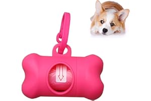 ZENVALY Disitributore di Sacchetti per Crotte per Cani, Distributore di Sacchetti per Cani con Guinzaglio Clip, 1 Rotolo Sacchetti per Deiezioni Canine, Rosa