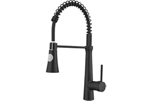 AIMADI Wasserhahn Küche Mischbatterien Küchenarmatur mit Brause Ausziehbar Spültischarmatur Spiralfederarmatur Küchenspüle Armatur Schwarz