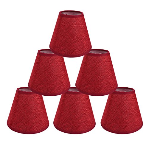 ONEPRE kleine Lampenschirme aus Leinen, Kerzenform, Handgefertigt, 6 Stück , Rot Linen Stil Stoff