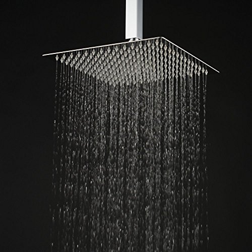 SZSYD Morderne Kopfbrause Regendusche Duschkopf Duschbrause Ultraslim Edelstahl Quadratische 10 Zoll 25X25cm Wasserfall Regenduschkopf