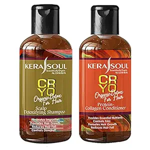 KERASOUL Hair Treatment Organic Anti-Dandruff Shampoo & Conditioner for Hair Loss, Growth, Shine & Strength Ideal for Men & Women Dry, Damaged & Frizzy Hair (200ml + 200ml)