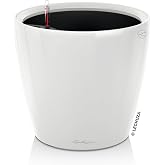 Lechuza Premium Classico 21cm High Gloss White Self Watering Traditional Round Planter Pot