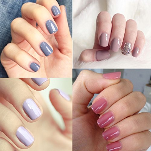 UV nagellack von Clavuz gel shellac set nagellack nail polish set soak off gel Nude (6xStück 8ML) - 4