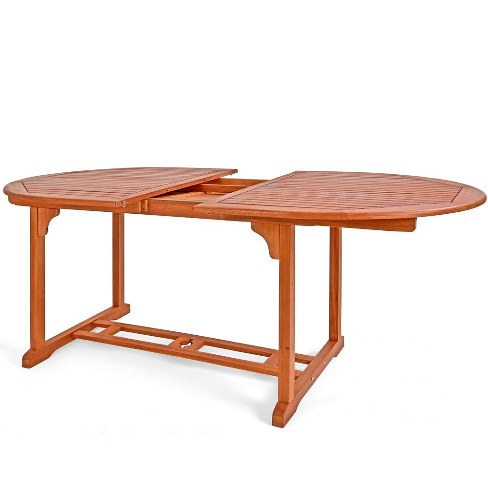 Casaria Gartentisch Ausziehbar Wetterfest Klappbar 200x100x75cm Eukalyptus Holz FSC® Sonnenschirmhalterung Garten Balkon Terrasse Veranda Tisch Braun – Bild 8