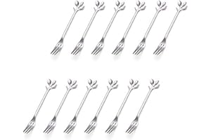 BONHHC Tenedor de Fruta/Tenedor de Postre/cóctel, vajilla de fiesta/12 Piezas/Plata