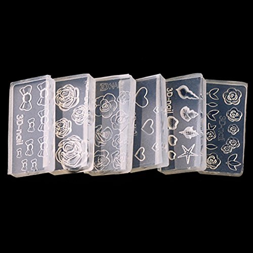 Bluelans® 6X 3D Nail Art Nägel Mold Form Schablonen Modul Acryl Deko DIY - 2