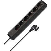 Brennenstuhl Eco-Line Steckdosenleiste 6-Fach (Mehrfachsteckdose mit erhöhtem Berührungsschutz und 1,5m Kabel) schwarz