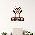CVANU Smile More & Funny Monkey Face Laser Cut Wooden Wall Hanging Board for Wall Decoration (16inchX12inch)_W153