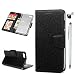 Produktbild Huawei Y5 2018 Handyhülle Honor 7S Hülle Case Einfarbig Leder Tasche Flipcase Cover Silikon Schutzhülle Handytasche Skin Ständer Klapphülle Schale Bumper Magnetverschluss Deckel Klar Stil-Schwarz