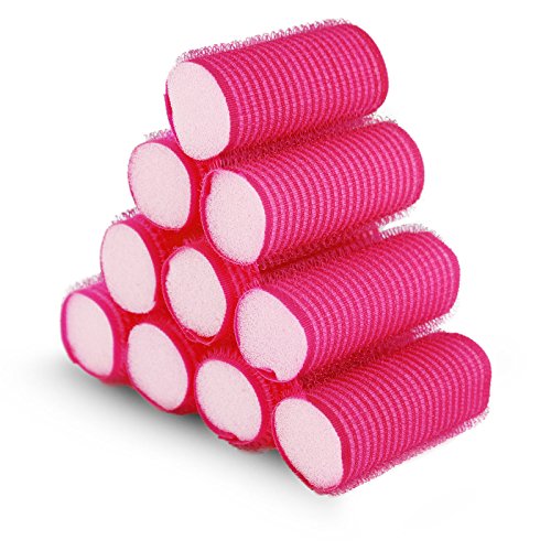 10 Pink Soft Velcro Hair Rollers Perfect For Sleeping In Curling Accessory