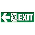 BlueBeems Sign Board - Glow in Dark Exit with Man Running Left Arrow Sign I UV Digital Self-Adhesive Wall Mount Foam Sheet Waterproof Sticker for Hotel Home Hospital Bank Office I 12X4 Inch - 10 Pcs