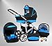 True Love Larmax Pram & Pushchair Travel System (car seat & adapter, raincover, mosquito net, swivel wheels) 23 Cosmic Black & Aqua