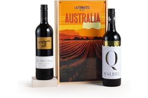 LAITHWAITES WINE Laithwaites Red Wine Gift Set (Australia Regional Duo) - Red Wine Selection Box in Wooden Box - Q Malbec & The Black Stump Durif Shiraz - 2 x 750ml Bottles