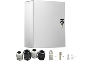 GTYORUS Armario de acero inoxidable, caja de conexiones 60 x 50 x 20 cm, placa de montaje aislante, resistente al agua, distribuidor eléctrico pared