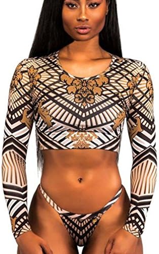 Morwind&amp;#x2122; Womens Bikini Set, Sexy Women Long Sleeve Print Bikini Swimsuit Set Surfing Hipster Bikini Swimwear (Yellow, S)