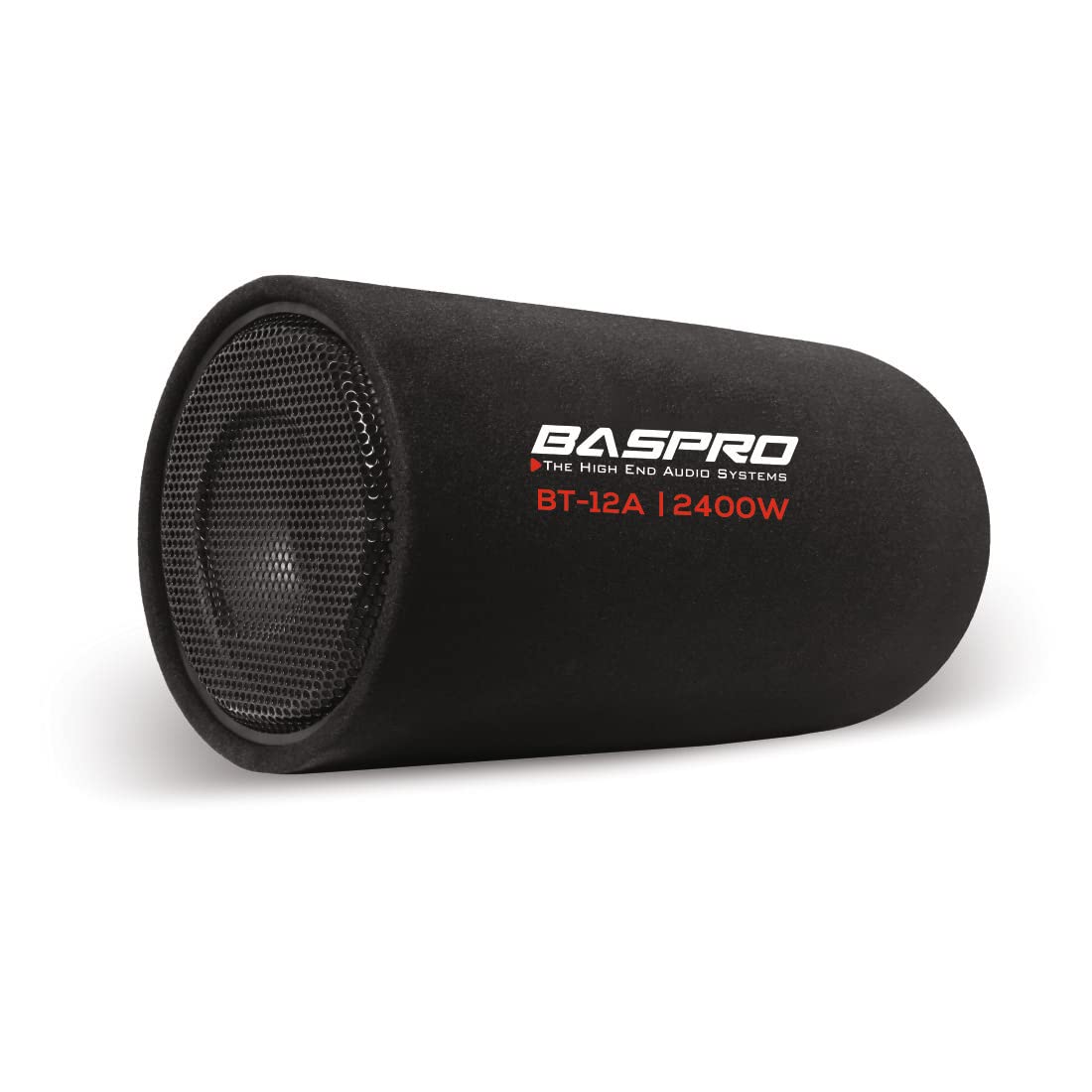 BASPRO BT-12A 12 inch Round Active Bass Tube Subwoofer with in-Built MOSFET Amplifier (12" Round Basstube Black)
