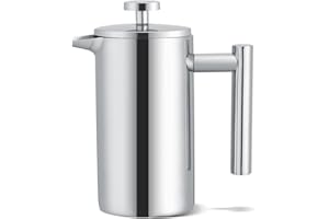 TOPINCN Caffettiere a Pistone Acciaio Inossidabile French Press Macchina per caffè espresso francese in acciaio inossidabile Espresso e tè - Doppia parete, senza ruggine, 350ml