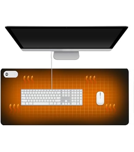 LUFEIS Bureauonderlegger, verwarmd, 80 x 33 cm, muismat met verwarming met 3 warmtestanden en na 3 uur automatische uitschakeling, verwarmde muismat voor pc/laptop (zwart